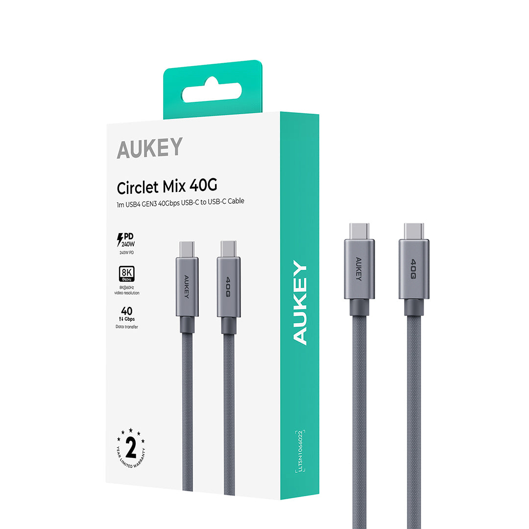 CB-DCC401 Circlet Mix 240W 40G 1m USB4 GEN3 40Gbps USB-C to USB-C Cable