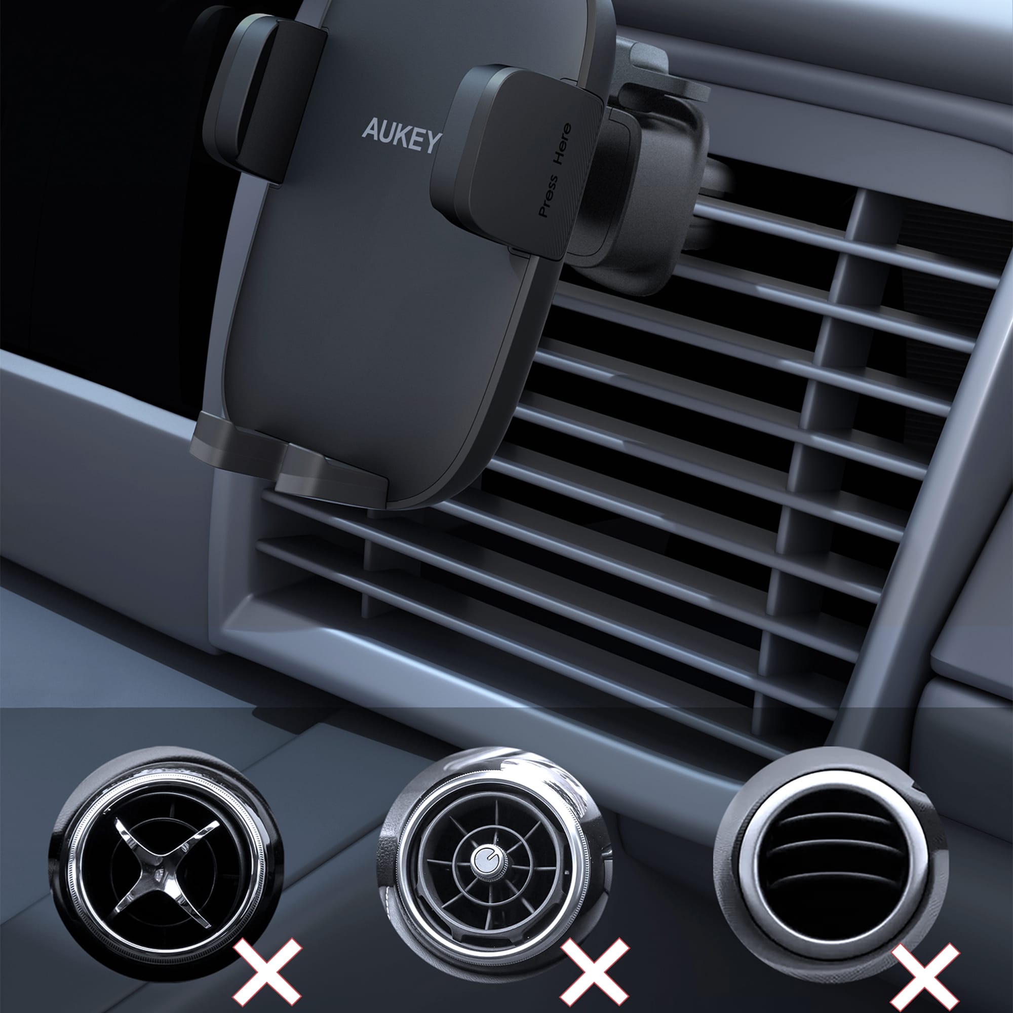 HD-C58 Car Phone Mount Upgraded Vent Clip for Air Vent