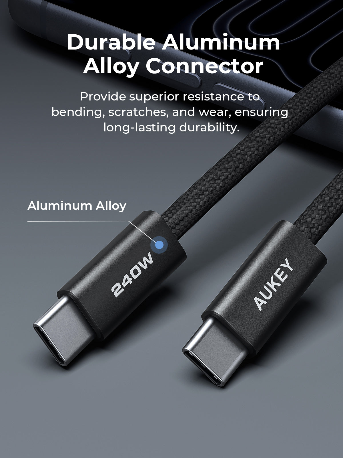 CB-DCC249 Circlet Blink 240W Lite DTY Braided USB-C to USB-C Cable - 1m