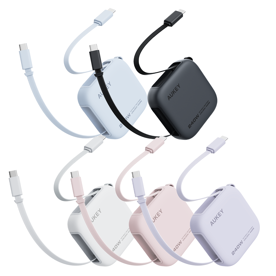 CB-DCC247 Circlet Reel 240W 0.9m DTY Braided USB-C to USB-C Retractable Cable