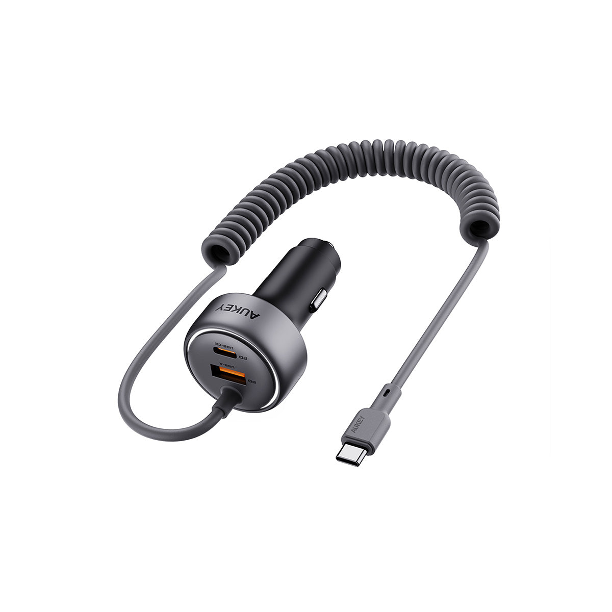 CC-P2 75W PPS Fast Charging Car Charger With Built In USB C Cable and USB A