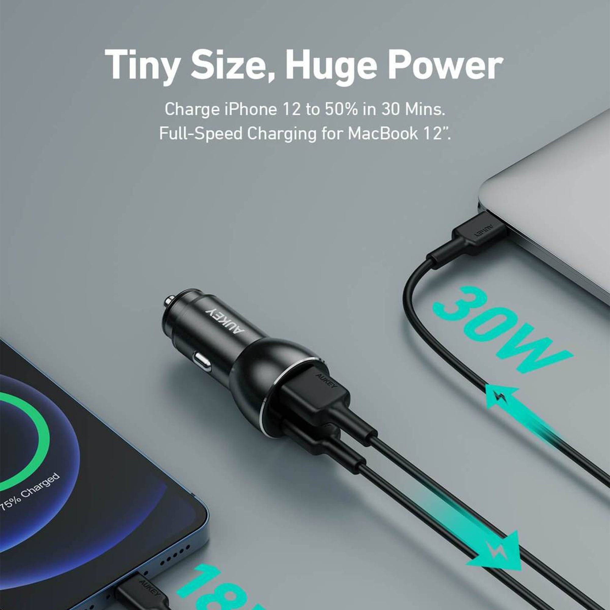 CC-Y48 48W USB C PD and Quick Charge USB A Dual Port Car Charger