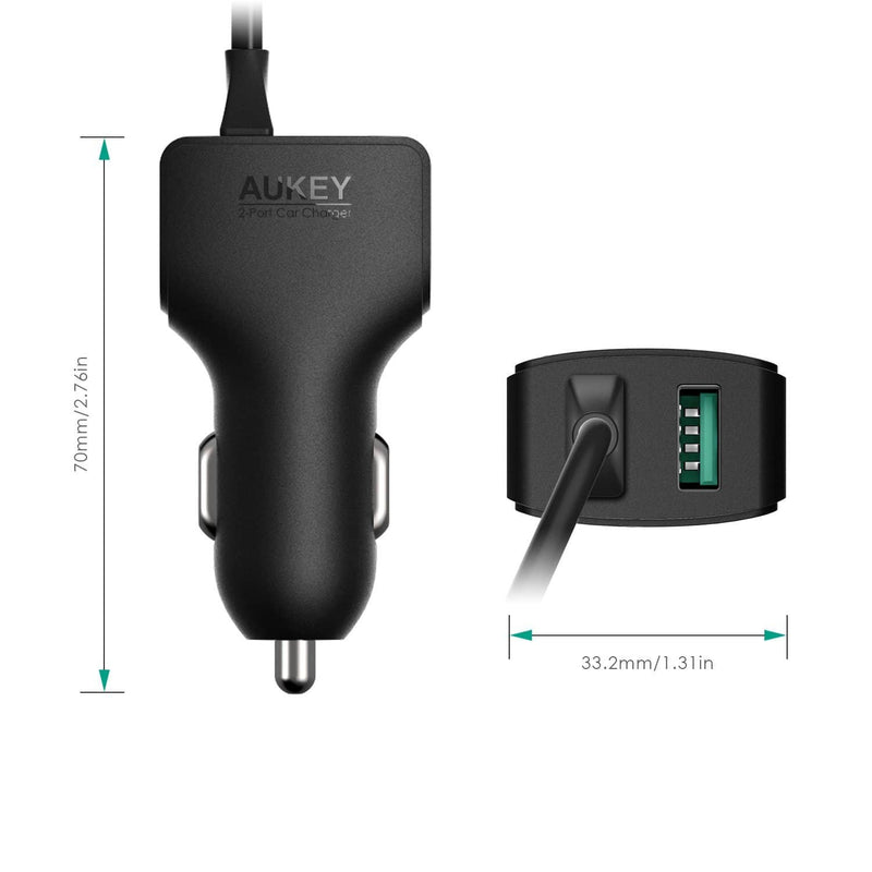AUKEY CC-Y4 27W 5.4A AiPOWER USB-C Car Charger With TYPE-C Cable - Aukey Malaysia Official Store