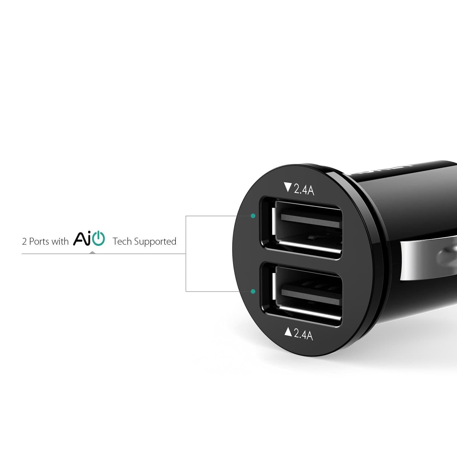 AUKEY CC-S1 Universal True AiPOWER 24W 4.8A Dual Port Car Charger - Aukey Malaysia Official Store
