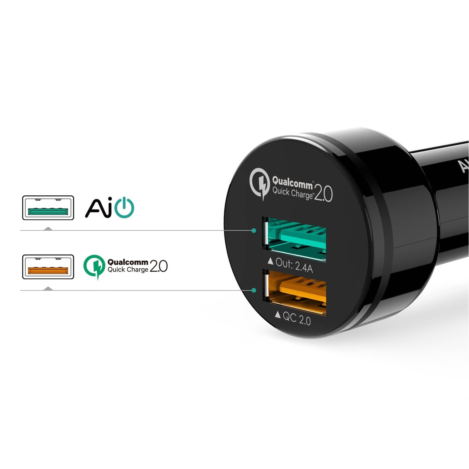 AUKEY CC-T1 Qualcomm Quick Charge 2.0 30W 2 Port USB Car Charger - Aukey Malaysia Official Store