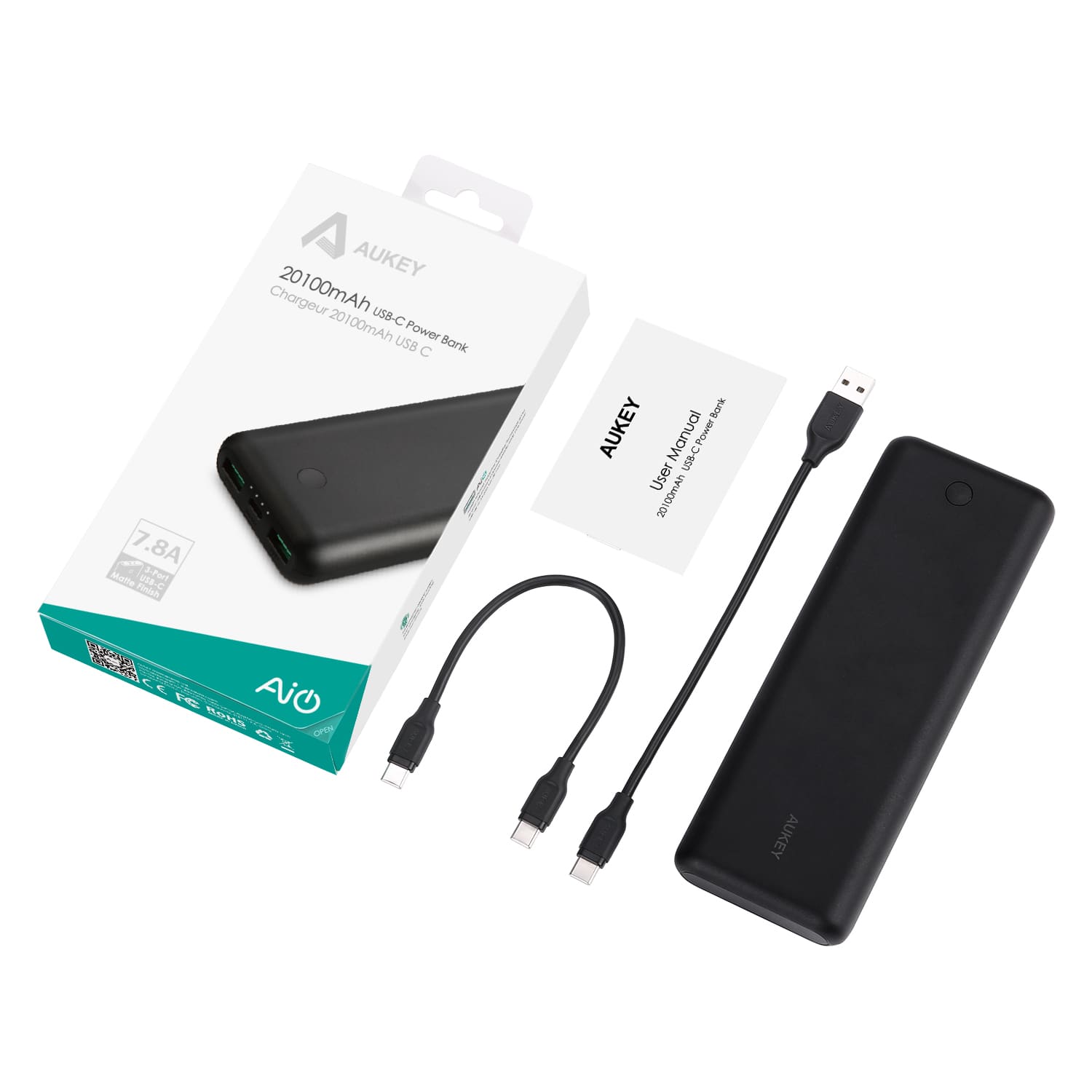 AUKEY PB-BY20 20100mAh Power Force Series USB C Power Bank - Aukey Malaysia Official Store