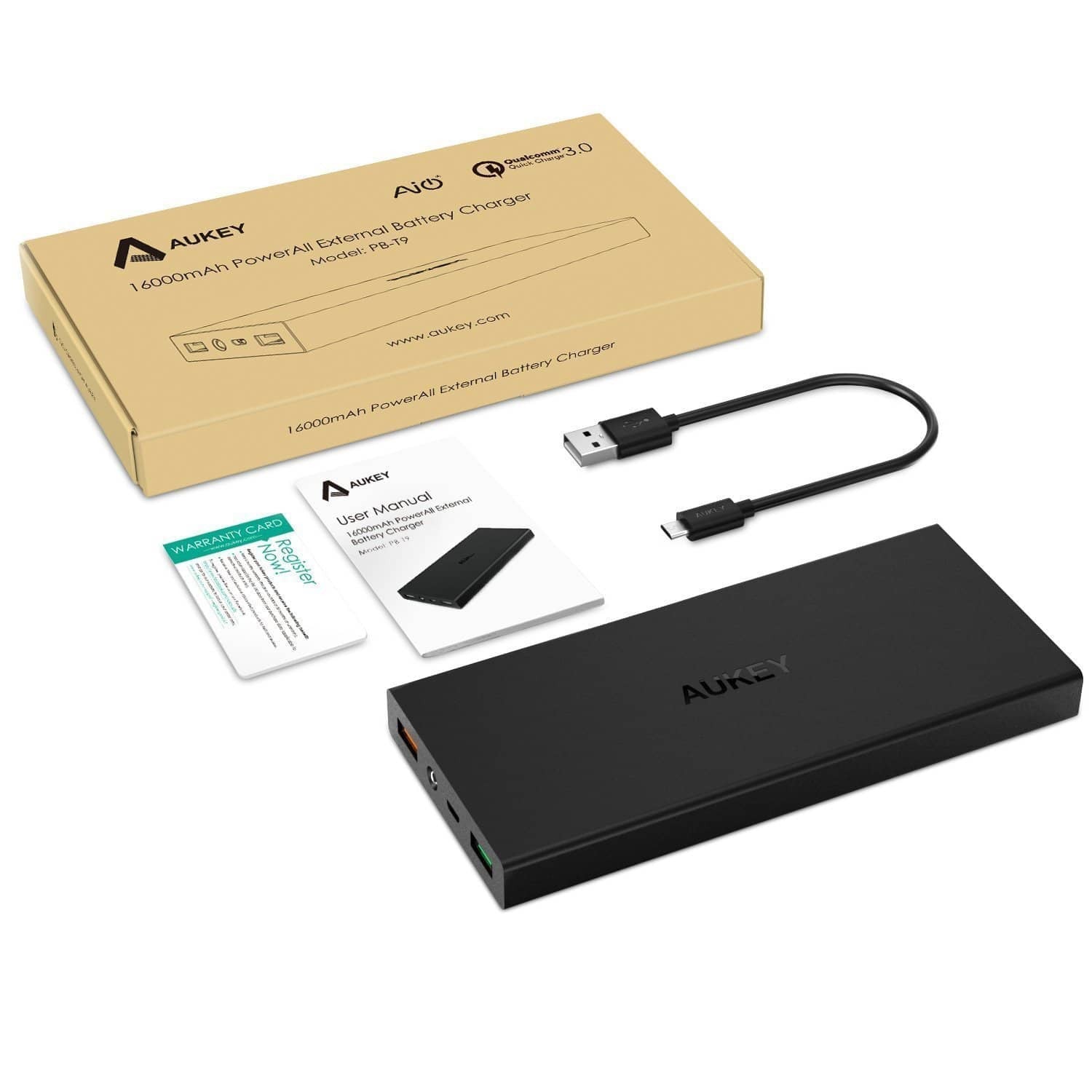 AUKEY PB-T9 16000mAh Quick Charge 3.0 Power Bank - Aukey Malaysia Official Store