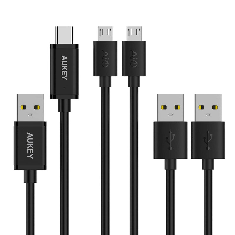 AUKEY CB-TD1 USB 2.0 A TO USB C + Micro USB Qualcomm Quick Charge Cable (3 Pack) - Aukey Malaysia Official Store