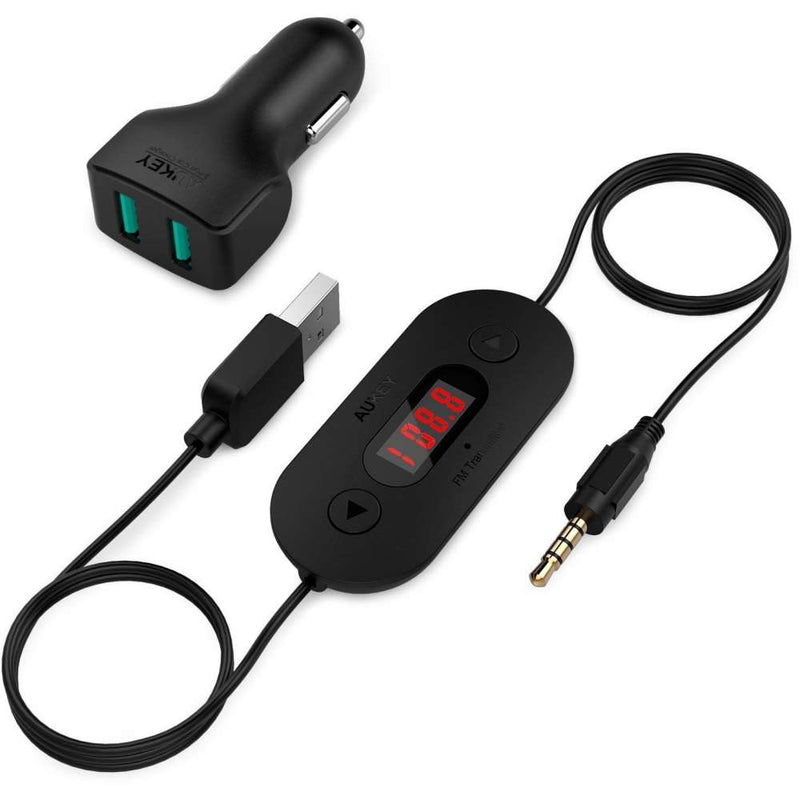 AUKEY BT-F2 In Car FM Transmitter Radio Adapter with Dual USB 4.8A Car Charger - Aukey Malaysia Official Store
