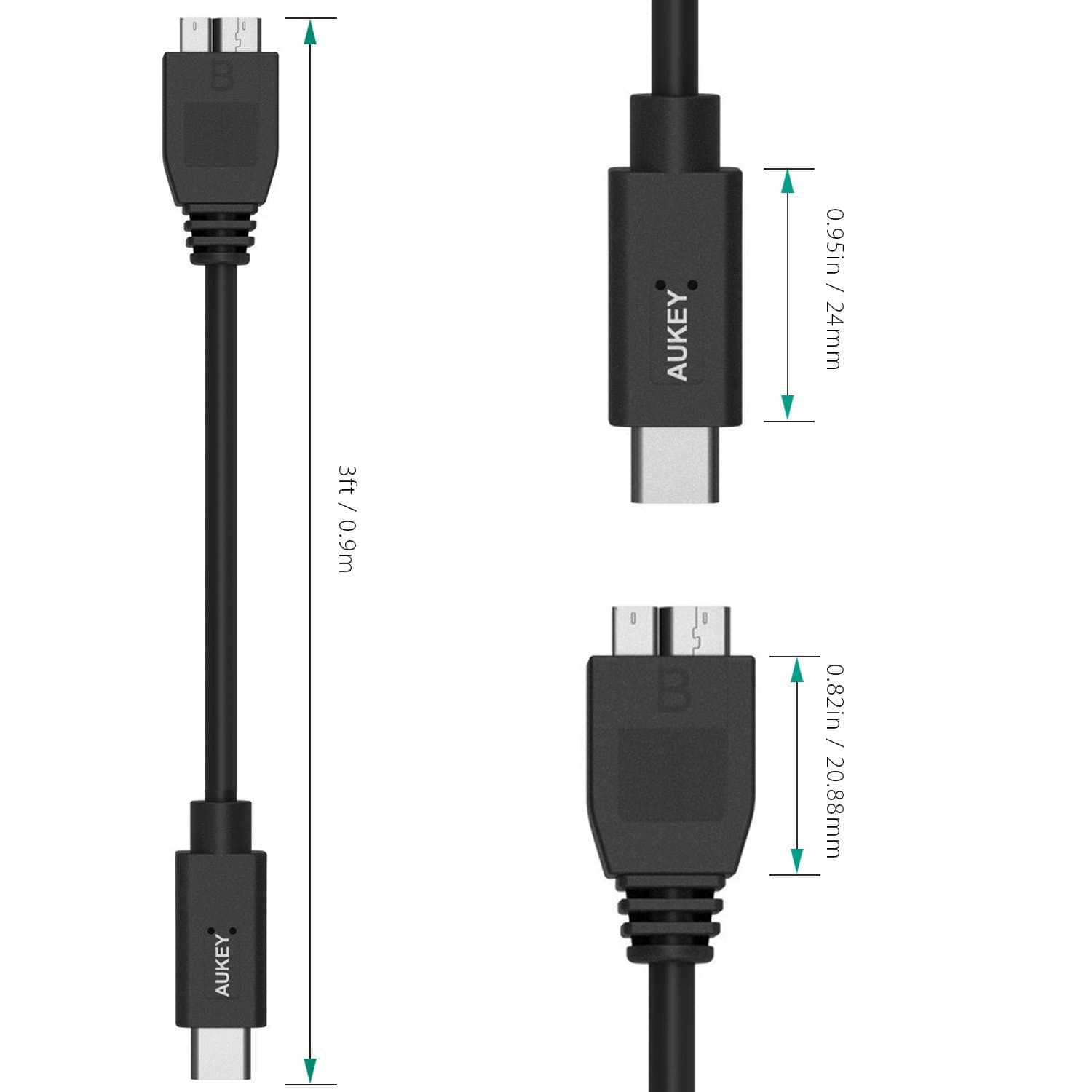 AUKEY CB-C3 USB 3.0 USB-C To Micro-B Cable - Aukey Malaysia Official Store