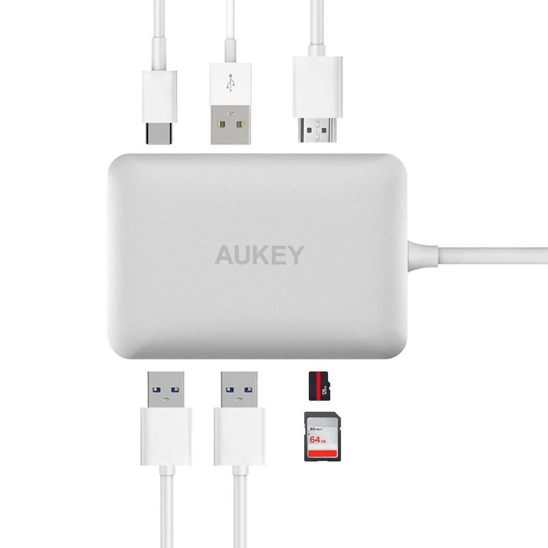 AUKEY CB-C49 USB-C Hub Adapter with HDMI, SD microSD Reader Dual USB 3.0 Ports & USB-C Power Delivery - Aukey Malaysia Official Store