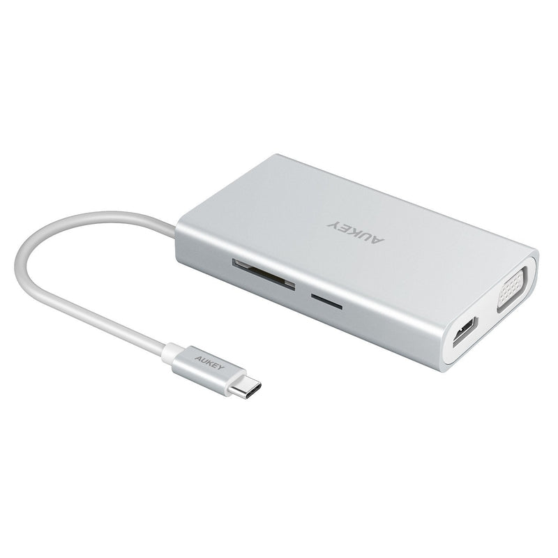 AUKEY CB-C55 8 in 1 USB-C Adapter With 4K HDMI,VGA,SD Card & Ethernet Port - Aukey Malaysia Official Store