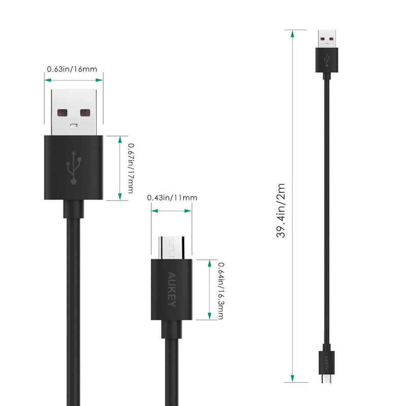 AUkey CB-D9 2 meter micro usb Cable black lenght detials