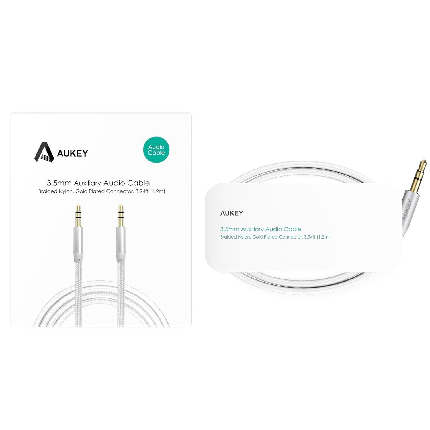AUKEY CB-V12 3.5mm Audio Aux Cable Nylon Braided Cable 1.2 meter - Aukey Malaysia Official Store