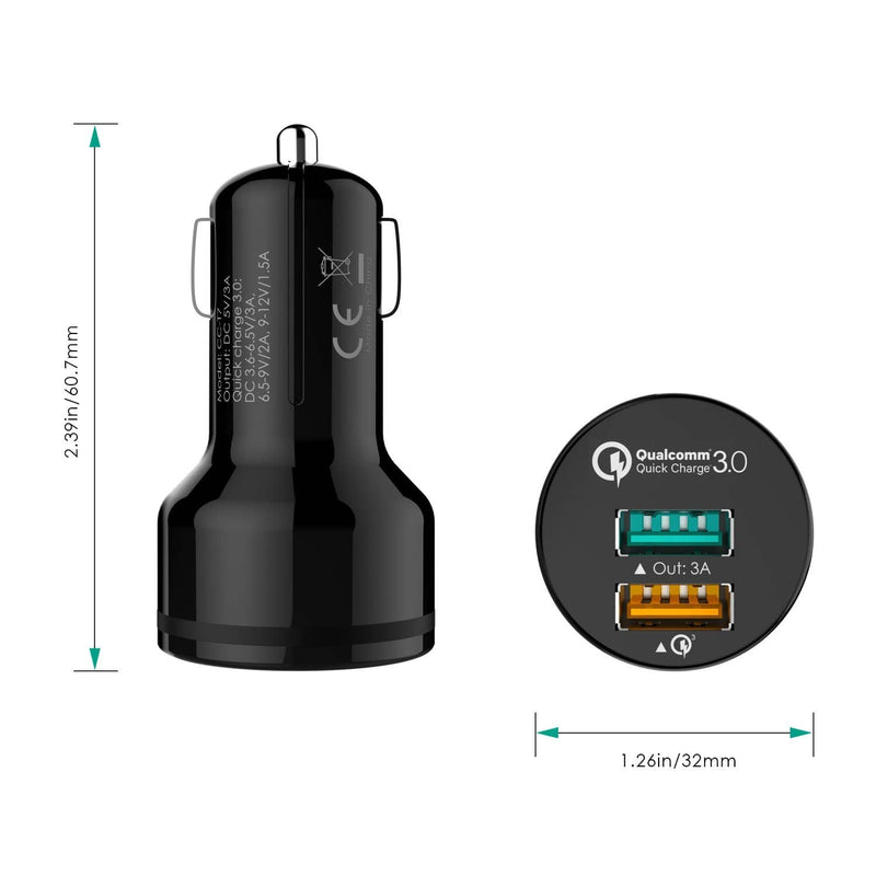 AUKEY CC-T7 36W Quick Charge 3.0 Car Charger + CB-A2 USB C To Micro USB Converter - Aukey Malaysia Official Store