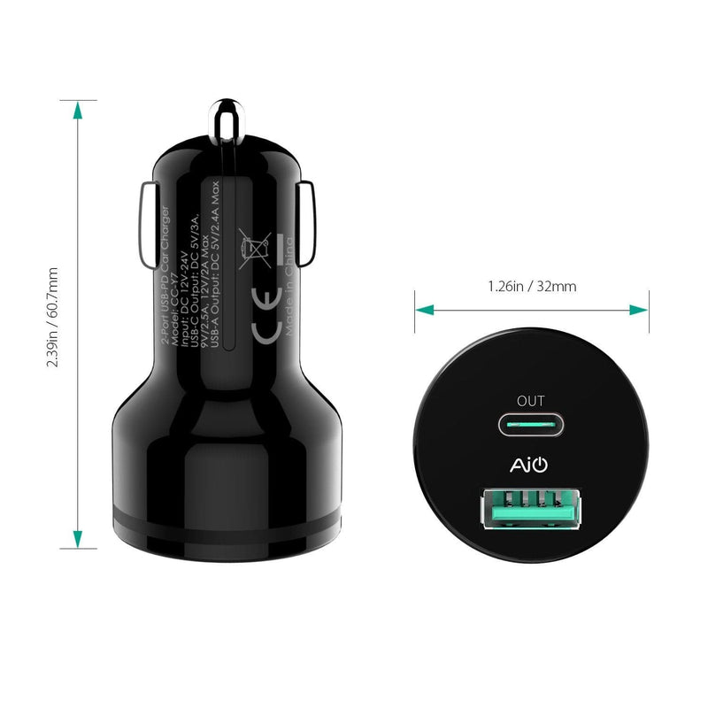 AUKEY CC-Y7 USB C PD & Power Delivery 2.0 Output Car Charger - Aukey Malaysia Official Store