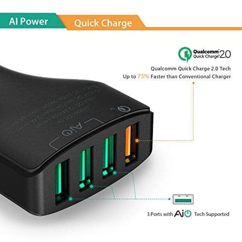 AUKEY CC-T4 54W 4 Port Usb Qualcomm Quick Charge 2.0 Car Charger - Aukey Malaysia Official Store