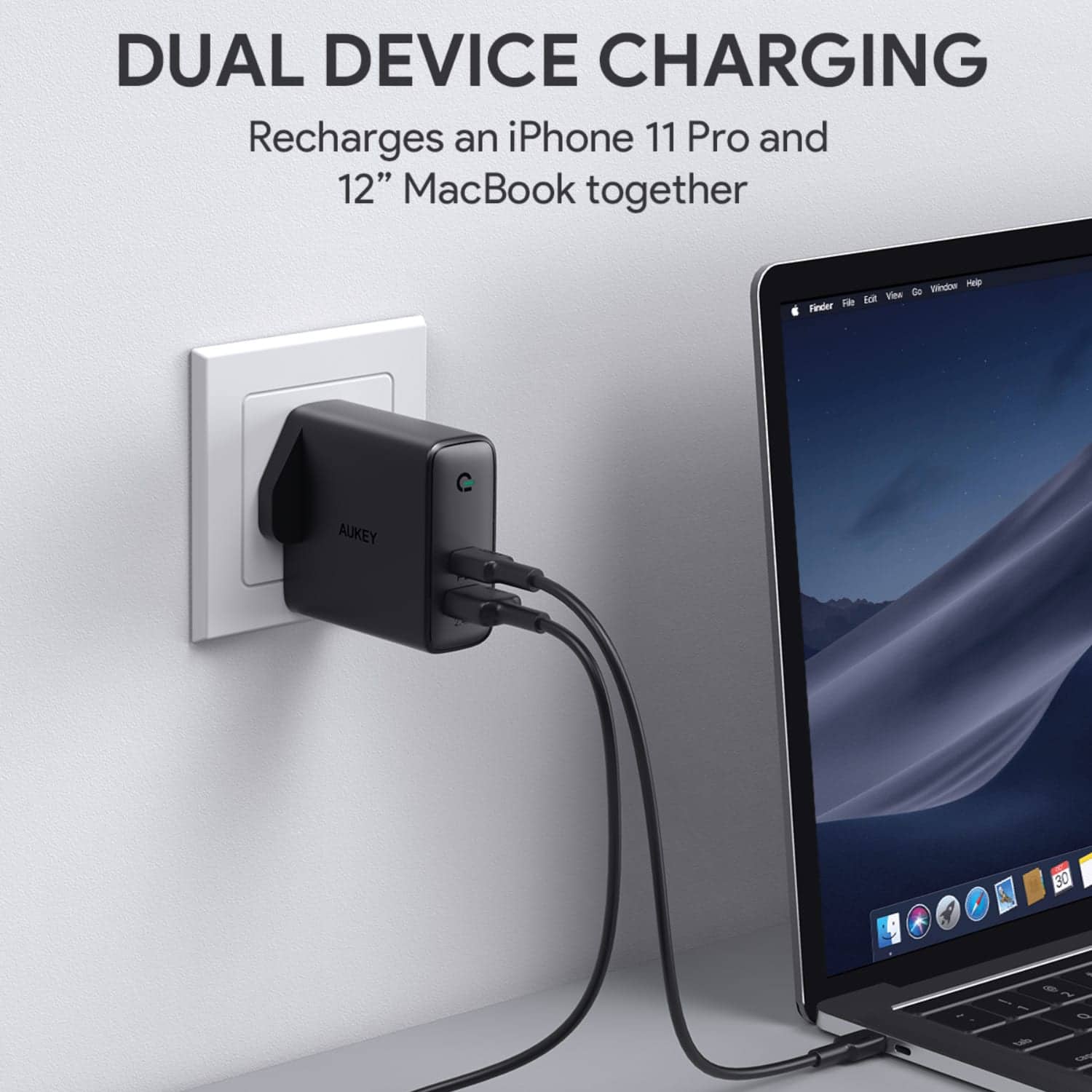 PA-D3 Focus Duo 60W Dual-Port PD USB C Charger with Dynamic Detect