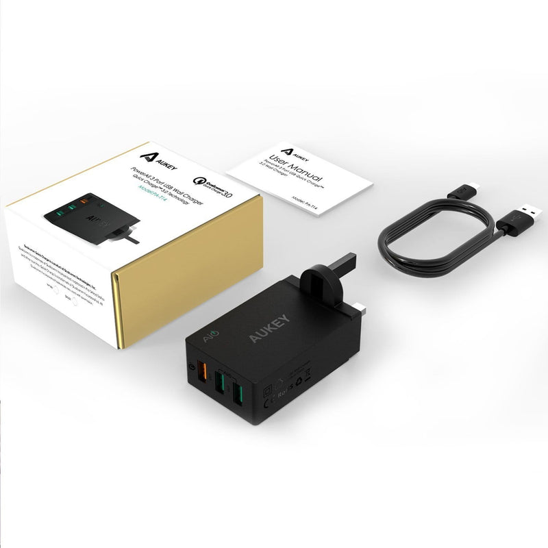 AUKEY PA-T14-UK 3 Port USB Qualcomm Quick Charge 3.0 Travel Charger - Aukey Malaysia Official Store
