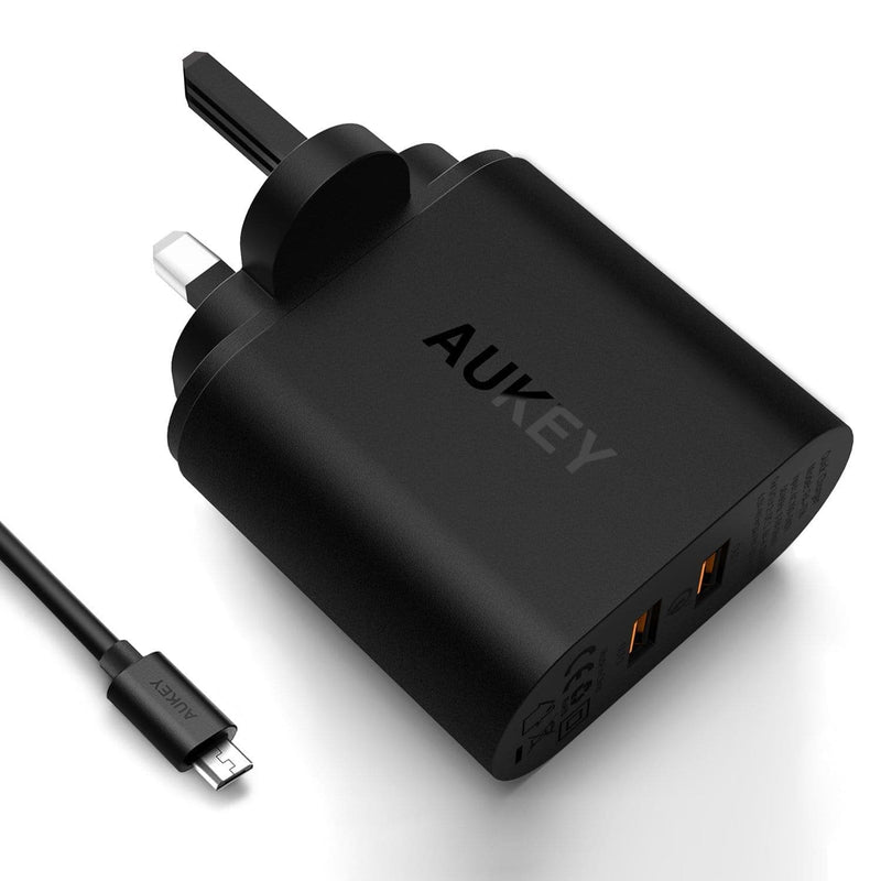 AUKEY PA-T7 36W Dual Qualcomm Quick Charge 2.0 Charger (UK Plug) - Aukey Malaysia Official Store