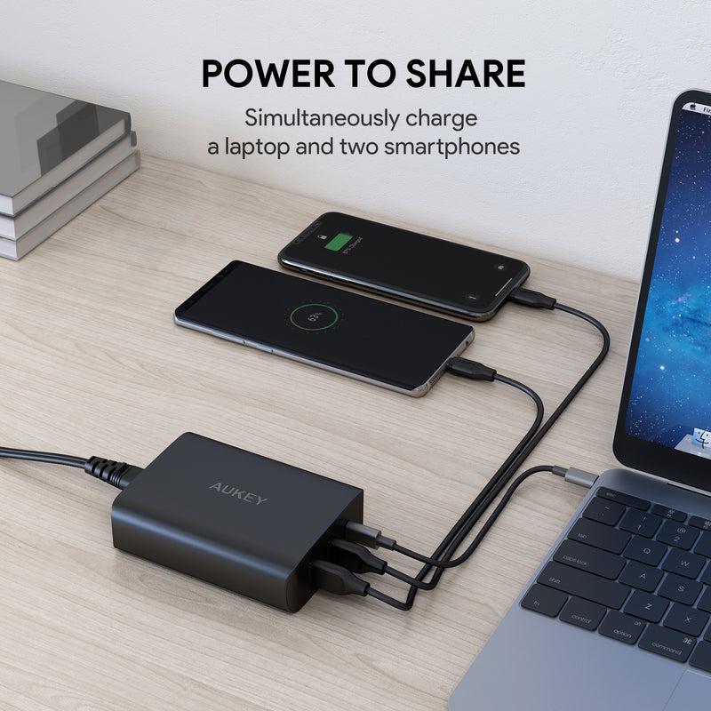AUKEY PA-Y12 60W USB C Power Delivery 3.0 & Dual Port USB Desktop Charger - Aukey Malaysia Official Store