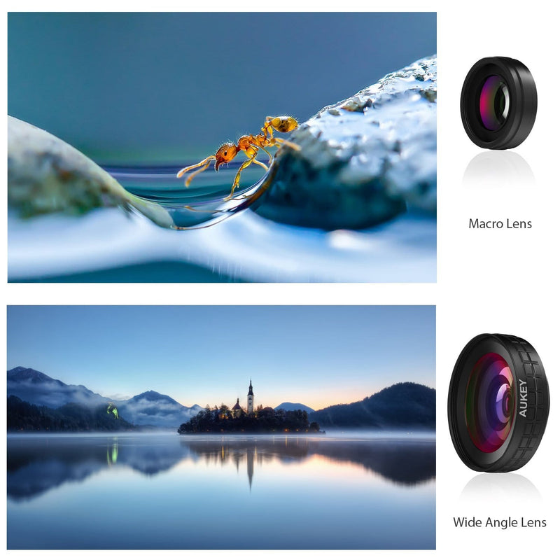 AUKEY PL-WD07 Ora 0.45x 140° Wide Angle + 10x Macro Clip-on Camera Lenses Kit - Aukey Malaysia Official Store