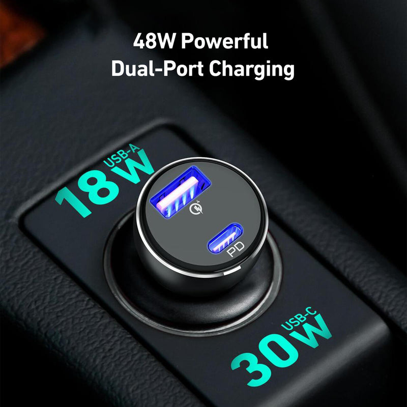 CC-Y48 48W USB C PD and Quick Charge USB A Dual Port Car Charger