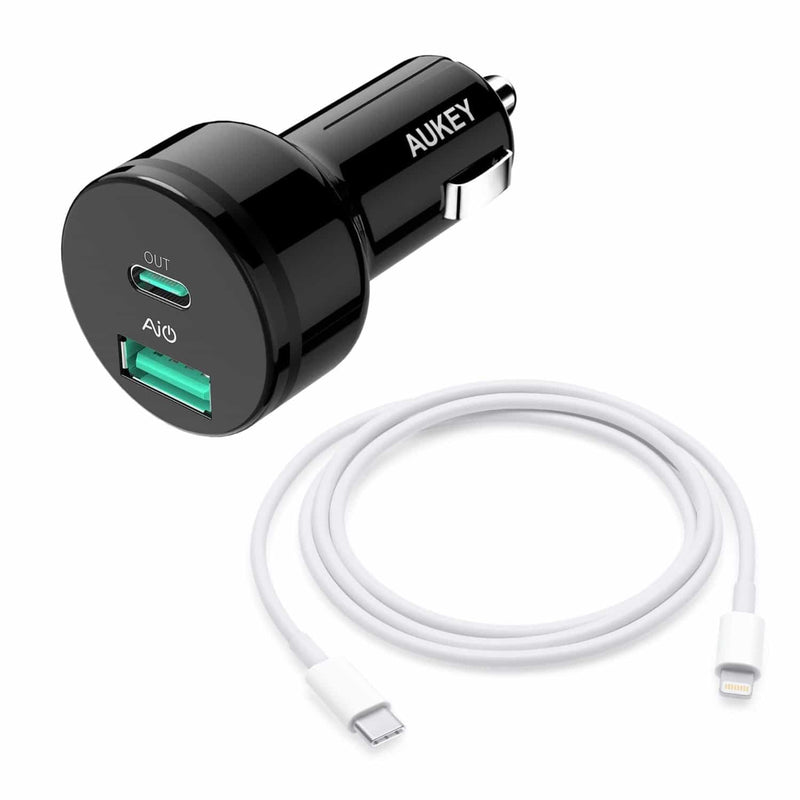 CC-Y7 USB C PD Car Charger + CB-CL01 USB C To Lightning Cable