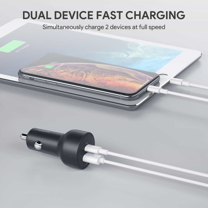 CC-Y6 36W USB C Power Delivery And USB QC3.0 Car Charger
