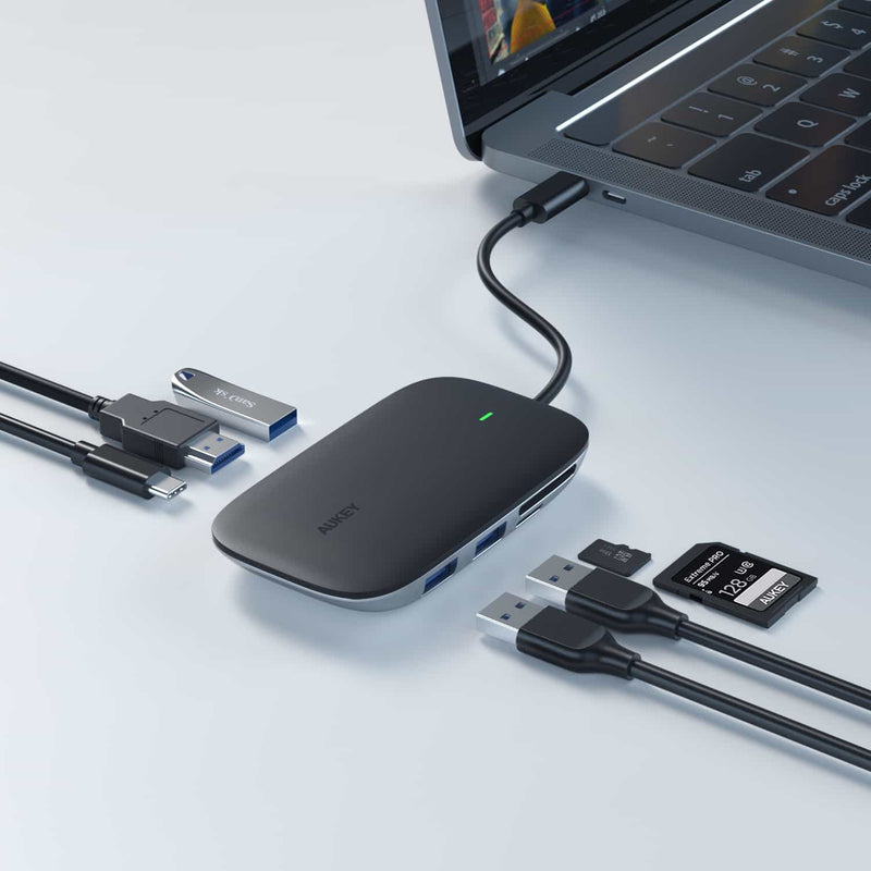 CB-C68 7 in 1 Type C PD Hub with 3 USB 3.0 Ports, SD/TF Reader, 4K USB C to HDMI & USB-C Power Delivery
