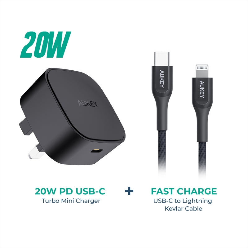 PA-Y25 20W PD Mini Charger with CB-AKL3 USB C to Lightning cable.