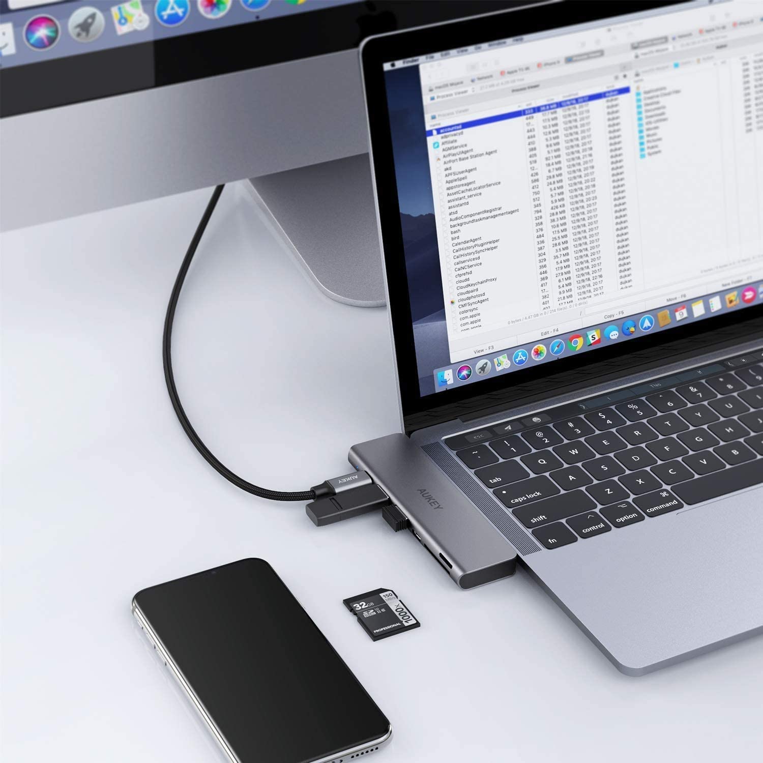 CB-C76 7 in 1 USB C Hub For MacBook Pro with 4K HDMI, Thunderbolt 3, 2 USB 3.0, USB-C Data Port etc